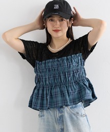 RAGEBLUE | チェックギャザービスチェドッキングシアープルオーバーSS(Tシャツ/カットソー)