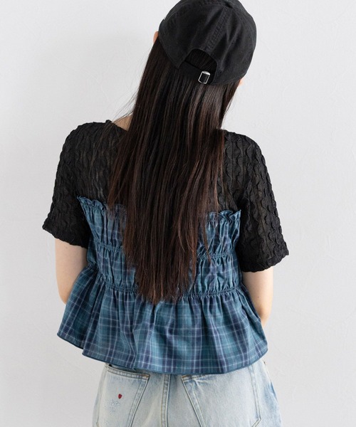 RAGEBLUE(レイジブルー)の「チェックギャザービスチェドッキングシアープルオーバーSS(Tシャツ/カットソー・レディース・ホワイト/ブラック・FREE)」の19枚目の写真