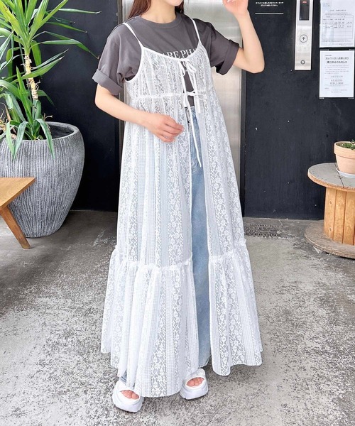 上品 バレンシアガ　レースワンピース　38 キャミソールワンピース レースキャミワンピース（ワンピース）｜INGNI（イング）の