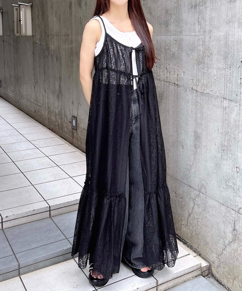 INGNI（イング）の「レースキャミワンピース（ワンピース・レディース・ブラック/オフホワイト・M）」の2枚目の写真