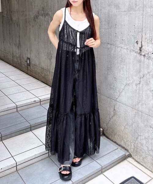 INGNI（イング）の「レースキャミワンピース（ワンピース・レディース・ブラック/オフホワイト・M）」の4枚目の写真