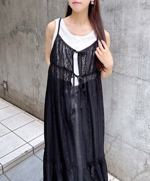INGNI（イング）の「レースキャミワンピース（ワンピース・レディース・ブラック/オフホワイト・M）」の7枚目の写真