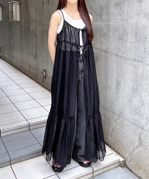 INGNI（イング）の「レースキャミワンピース（ワンピース・レディース・ブラック/オフホワイト・M）」の6枚目の写真