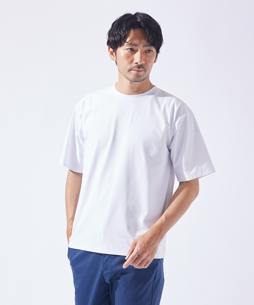 ABAHOUSE GRAY（アバハウスグレイ）の「【速乾 / DRY MAX】半袖Tシャツ（Tシャツ/カットソー・メンズ・ホワイト/グレイッシュベージュ/グレイッシュブルー/チャコールグレー/ブラック・44/46/48/50）」の2枚目の写真