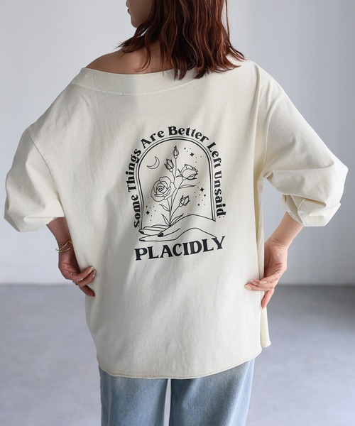 Riberry(リベリー)の「ロゴ刺繍オフショルピグメントロンT(Tシャツ/カットソー・レディース・グレー/ホワイト系/チャコールグレー・FREE)」の16枚目の写真