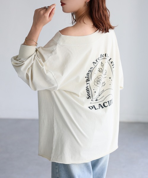 Riberry(リベリー)の「ロゴ刺繍オフショルピグメントロンT(Tシャツ/カットソー・レディース・グレー/ホワイト系/チャコールグレー・FREE)」の17枚目の写真
