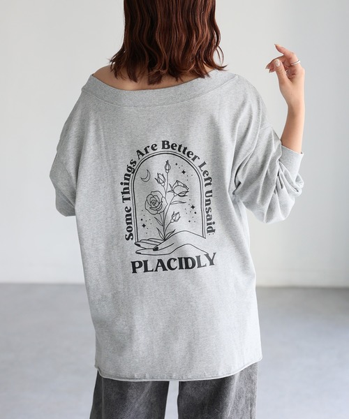 Riberry(リベリー)の「ロゴ刺繍オフショルピグメントロンT(Tシャツ/カットソー・レディース・グレー/ホワイト系/チャコールグレー・FREE)」の20枚目の写真