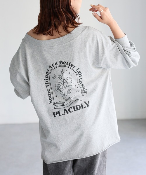 Riberry(リベリー)の「ロゴ刺繍オフショルピグメントロンT(Tシャツ/カットソー・レディース・グレー/ホワイト系/チャコールグレー・FREE)」の21枚目の写真