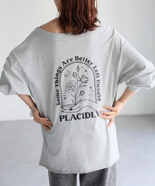 Riberry(リベリー)の「ロゴ刺繍オフショルピグメントロンT(Tシャツ/カットソー・レディース・グレー/ホワイト系/チャコールグレー・FREE)」の12枚目の写真
