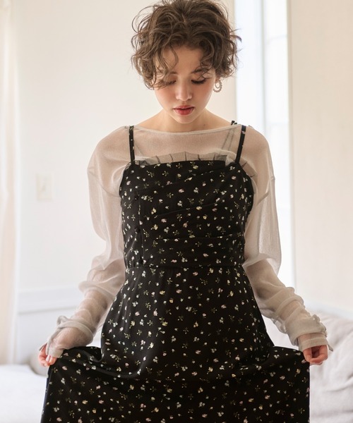 tulle drape cami onepiece / チュールドレープキャミワンピース