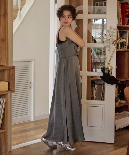 loin nuit（ロワンニュイ）の「tulle drape cami onepiece / チュールドレープキャミワンピース（ワンピース・レディース・ブラック/チャコールグレー・FREE）」の22枚目の写真