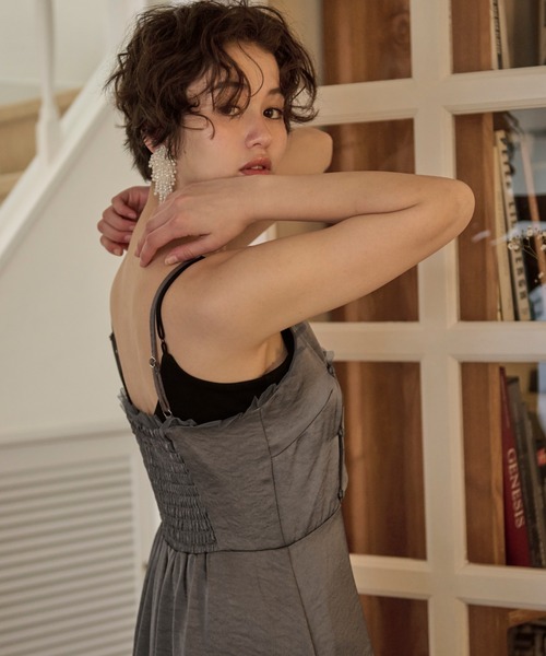 loin nuit（ロワンニュイ）の「tulle drape cami onepiece / チュールドレープキャミワンピース（ワンピース・レディース・ブラック/チャコールグレー・FREE）」の19枚目の写真