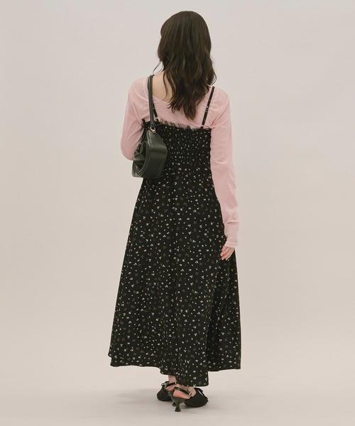 loin nuit（ロワンニュイ）の「tulle drape cami onepiece / チュールドレープキャミワンピース（ワンピース・レディース・ブラック/チャコールグレー・FREE）」の5枚目の写真