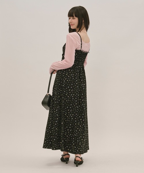 loin nuit（ロワンニュイ）の「tulle drape cami onepiece / チュールドレープキャミワンピース（ワンピース・レディース・ブラック/チャコールグレー・FREE）」の6枚目の写真