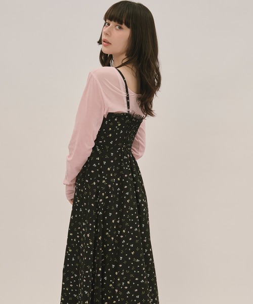 loin nuit（ロワンニュイ）の「tulle drape cami onepiece / チュールドレープキャミワンピース（ワンピース・レディース・ブラック/チャコールグレー・FREE）」の8枚目の写真