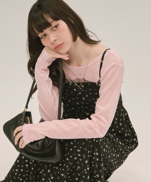 loin nuit（ロワンニュイ）の「tulle drape cami onepiece / チュールドレープキャミワンピース（ワンピース・レディース・ブラック/チャコールグレー・FREE）」の10枚目の写真