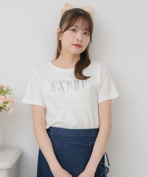 ems excite(エムズエキサイト)の「スパンコールロゴTEE(Tシャツ/カットソー・レディース・ピンク/イエロー/オフホワイト・FREE)」の17枚目の写真