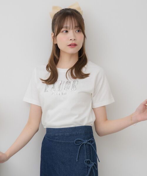 ems excite(エムズエキサイト)の「スパンコールロゴTEE(Tシャツ/カットソー・レディース・ピンク/イエロー/オフホワイト・FREE)」の19枚目の写真