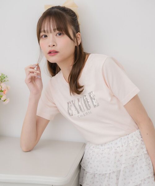 ems excite(エムズエキサイト)の「スパンコールロゴTEE(Tシャツ/カットソー・レディース・ピンク/イエロー/オフホワイト・FREE)」の21枚目の写真