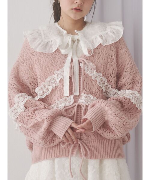 merry jenny（メリージェニー）の「flowerジャガードつけ襟（付け襟・レディース・ブルー/オフホワイト/ブラック・FREE）」の2枚目の写真