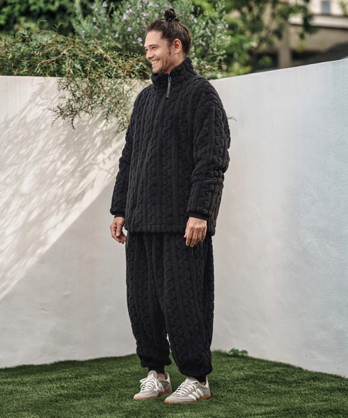 CAMBIO（カンビオ）の「mp13811- Cable Jacquard Boa Jogger Pants ボアジョガーパンツ（その他パンツ・メンズ・チャコール/ライトベージュ/ブラック・S/M/L）」の7枚目の写真