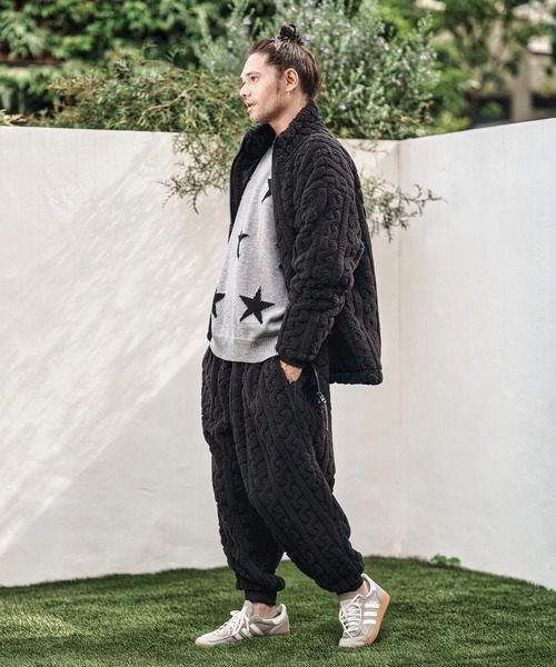 CAMBIO（カンビオ）の「mp13811- Cable Jacquard Boa Jogger Pants ボアジョガーパンツ（その他パンツ・メンズ・チャコール/ライトベージュ/ブラック・S/M/L）」の8枚目の写真