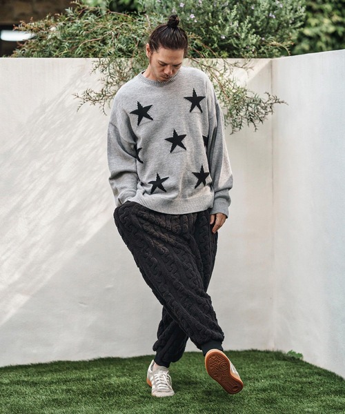 CAMBIO（カンビオ）の「mp13811- Cable Jacquard Boa Jogger Pants ボアジョガーパンツ（その他パンツ・メンズ・チャコール/ライトベージュ/ブラック・S/M/L）」の9枚目の写真