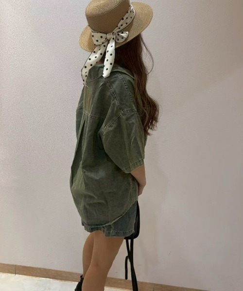 LETee(レティー)の「デニムサマージャケット&ショートパンツ セットアップ(セットアップ・レディース・ブルー/サックスブルー・FREE)」の5枚目の写真