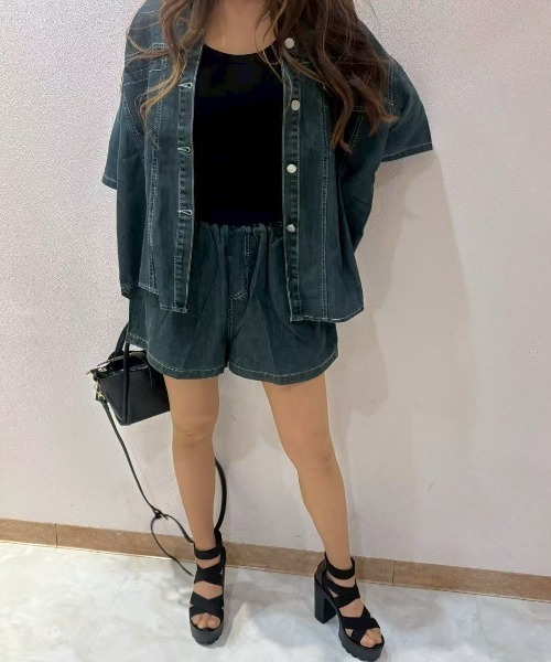 LETee(レティー)の「デニムサマージャケット&ショートパンツ セットアップ(セットアップ・レディース・ブルー/サックスブルー・FREE)」の10枚目の写真