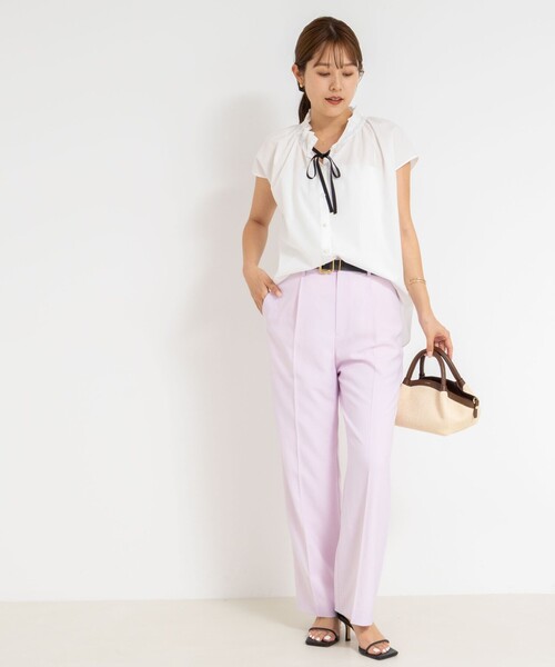 ブラウス シャツ 衿フリルショートスリーブシャツ レディース NOLLEY'S ブラウス シャツ 衿フリルショートスリーブシャツ