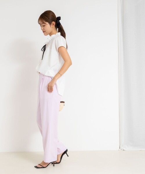 ブラウス シャツ 衿フリルショートスリーブシャツ レディース NOLLEY'S ブラウス シャツ 衿フリルショートスリーブシャツ