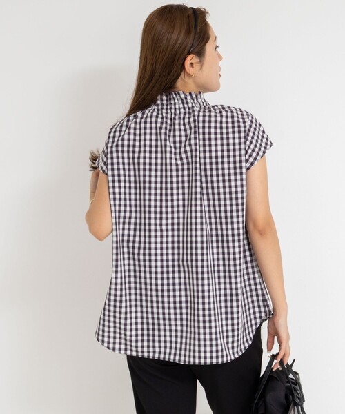 NOLLEY’S（ノーリーズ）の「衿フリルショートスリーブシャツ（シャツ/ブラウス・レディース・ブルー系その他6/ブラウン系その他/ネイビー/ホワイト・38）」の5枚目の写真