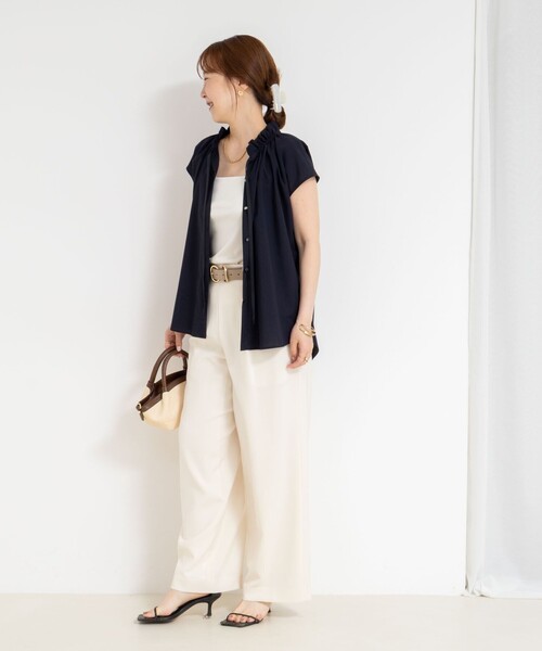 NOLLEY’S（ノーリーズ）の「衿フリルショートスリーブシャツ（シャツ/ブラウス・レディース・ブルー系その他6/ブラウン系その他/ネイビー/ホワイト・38）」の12枚目の写真