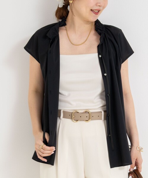 NOLLEY’S（ノーリーズ）の「衿フリルショートスリーブシャツ（シャツ/ブラウス・レディース・ブルー系その他6/ブラウン系その他/ネイビー/ホワイト・38）」の15枚目の写真