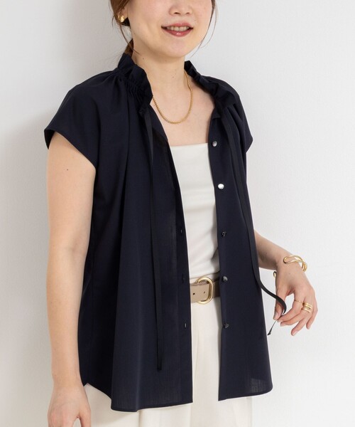 NOLLEY’S（ノーリーズ）の「衿フリルショートスリーブシャツ（シャツ/ブラウス・レディース・ブルー系その他6/ブラウン系その他/ネイビー/ホワイト・38）」の17枚目の写真