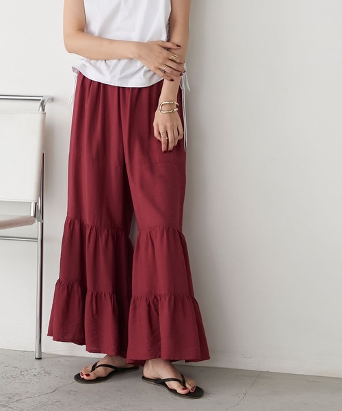 forksy.(フォルクシー)の「【forksy.】インパン付き ティアードフレアパンツ(その他パンツ・レディース・テラコッタ/ブラック/オフホワイト・FREE)」の3枚目の写真