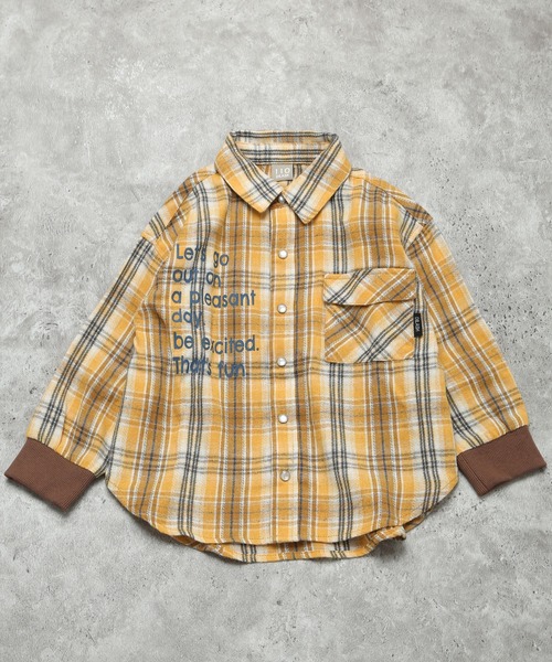 DILASH(ディラッシュ)の「ロゴPT先染めチェックシャツ(シャツ/ブラウス・キッズ・レッド/イエロー/ネイビー・140/130/120/110/100/90)」の2枚目の写真