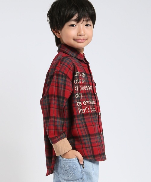 DILASH(ディラッシュ)の「ロゴPT先染めチェックシャツ(シャツ/ブラウス・キッズ・レッド/イエロー/ネイビー・140/130/120/110/100/90)」の4枚目の写真