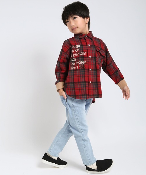DILASH(ディラッシュ)の「ロゴPT先染めチェックシャツ(シャツ/ブラウス・キッズ・レッド/イエロー/ネイビー・140/130/120/110/100/90)」の7枚目の写真