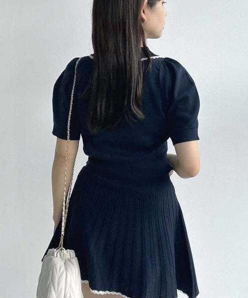 AS KNOW AS plus（アズノゥアズプラス）の「●2点セット 襟付半袖ニットカーディガン＋ニットプリーツミニスカート セットアップ（セットアップ・レディース・ネイビー/杢グレー/アイボリー・FREE）」の17枚目の写真