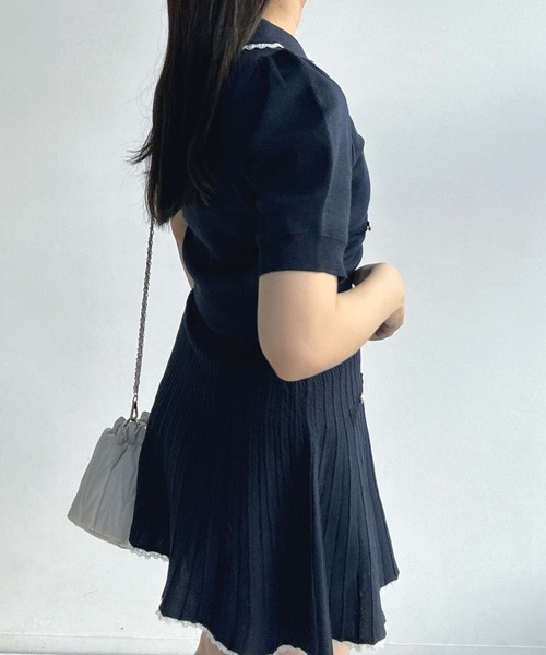 セットアップ ニット 半袖カーディガン ミニプリーツスカート 楽天市場】レディース 女性用 プレッピー ニット バイカラー