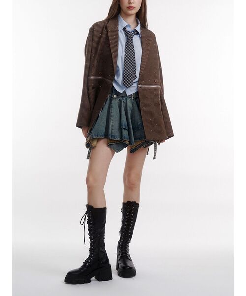 ラインストーンテーラードジャケット【セットアップ対応】（テーラード