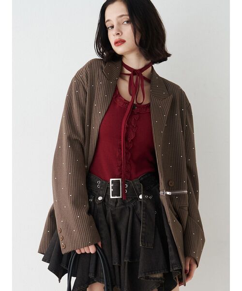 ラインストーンテーラードジャケット【セットアップ対応】（テーラード