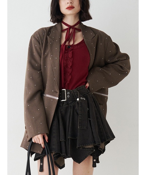 ラインストーンテーラードジャケット【セットアップ対応】（テーラード