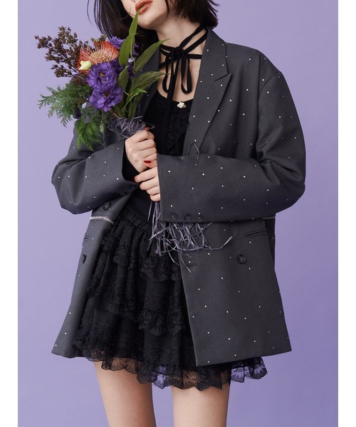 ラインストーンテーラードジャケット【セットアップ対応】（テーラード