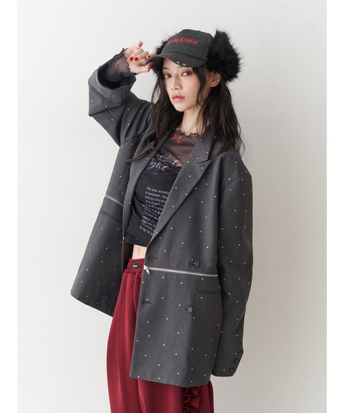 セール】ラインストーンテーラードジャケット【セットアップ対応