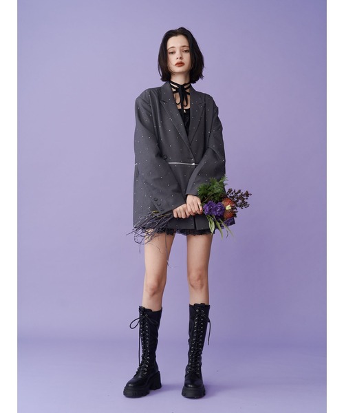 jouetie ラインストーンテーラードジャケット ラインストーンテーラードジャケット【セットアップ対応】（テーラード