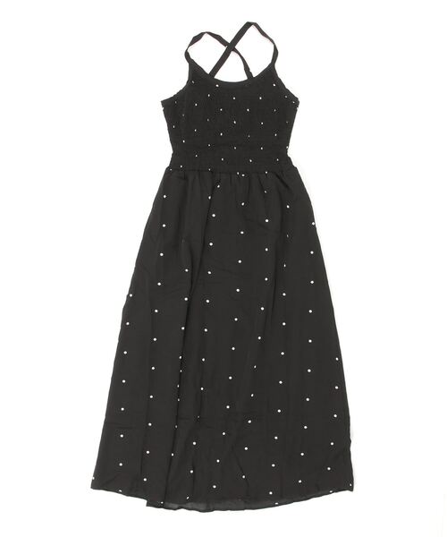 gossip!ロサンゼルス(ゴシップロサンゼルス)の「バックシャン ドット柄シャーリングアクセントキャミソールロングワンピース(ワンピース・レディース・ブラック・FREE)」の10枚目の写真