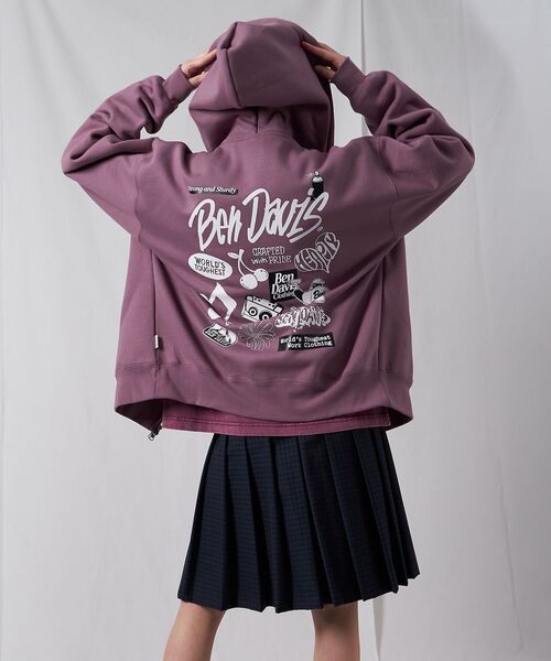 BEN DAVIS（ベンデイビス）の「【BEN DAVIS（ベンデイビス）】 SELECTION ZIP HOODIE /パーカー ジップパーカー ダブルジップ 短丈 刺繍 プリント（パーカー・メンズ・アッシュグレー/ブラック/ピンク系その他2・MEDIUM/LARGE/X-LARGE）」の10枚目の写真