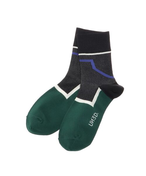 UN3D.(アンスリード)の「GEOMETRY LINE SOCKS / ジオメトリーラインソックス(ソックス/靴下・レディース・グレー/ブラック/ネイビー・FREE)」の2枚目の写真